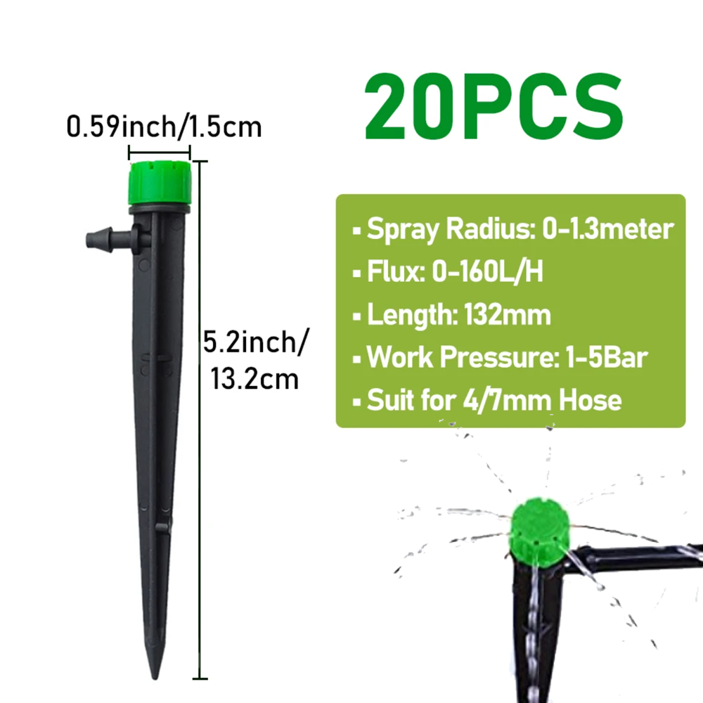 Irrigation Dripper Drip Emitters Micro Spray Adjustable 360 Degree Garden Water Flow Irrigation Drippers for 4/7mm Watering Kits: light yellow