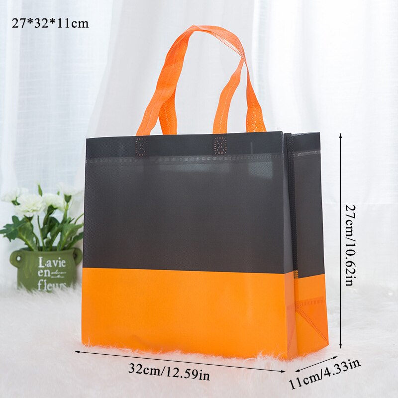 Shopping Bag Foldable Eco Bag Large Reusable Shopping Bag Tote Waterproof Fabric Non-woven Bag No Zipper: orange S