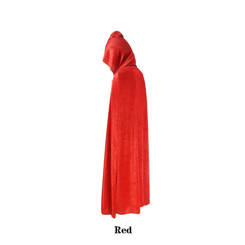 Combhasaki-capa de veludo para adulto, capa com capuz, traje medieval, bruxa, wicca, vampiro, halloween, vestido de comprimento total, casacos: Vermelho
