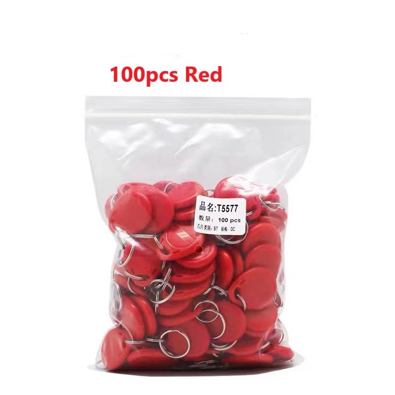 Llavero EM4305 100 T5577 de 5200 KHZ, llavero con etiqueta RFID regrabable, copia EM ID, tarjeta de proximidad, duplicado de acceso, 125 piezas: Azul cielo