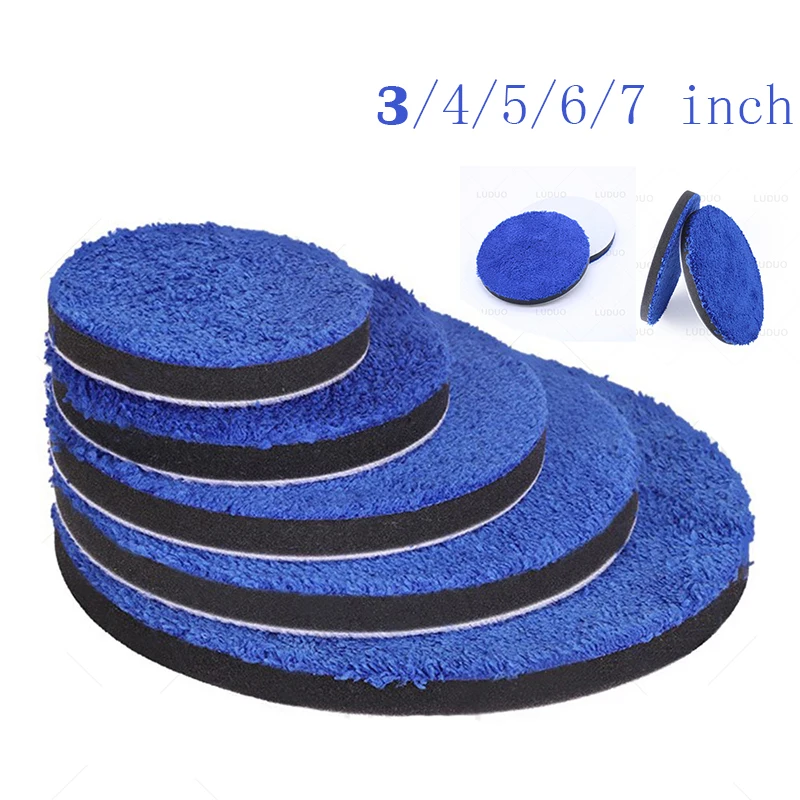 2/3/4/5/6/7 zoll Mikrofaser Polieren Pad Für Autos Körper Polnischen Wachs Puffer Pad waschen Reinigung Mikro Faser Polieren