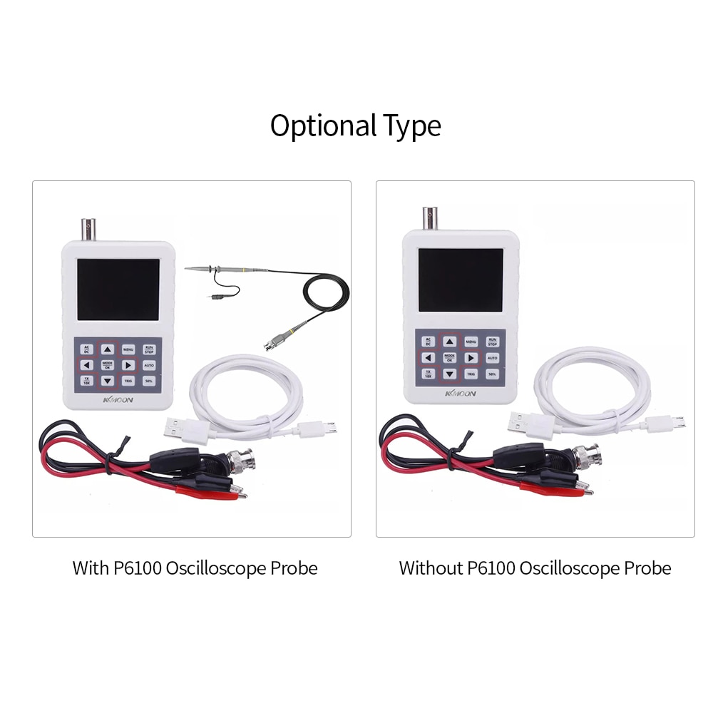 KKmoon DSO PRO osciloscopio Digital, osciloscopio portátil Mini tamaño de Palma, osciloscopio con 5M de ancho de banda, 20 MS/s de frecuencia de muestreo