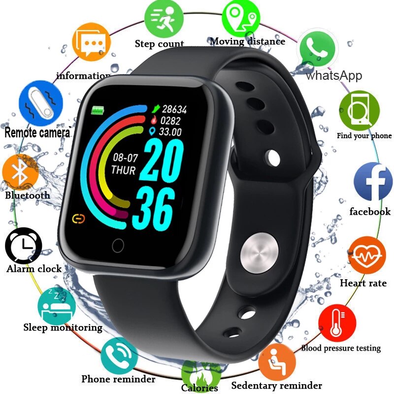 D20 Smart Watch Bluetooth Sport Fitness Barcelet Smart Watch Men Women Waterproof Blood Pressure Heart Rate Monitor Smartwatch