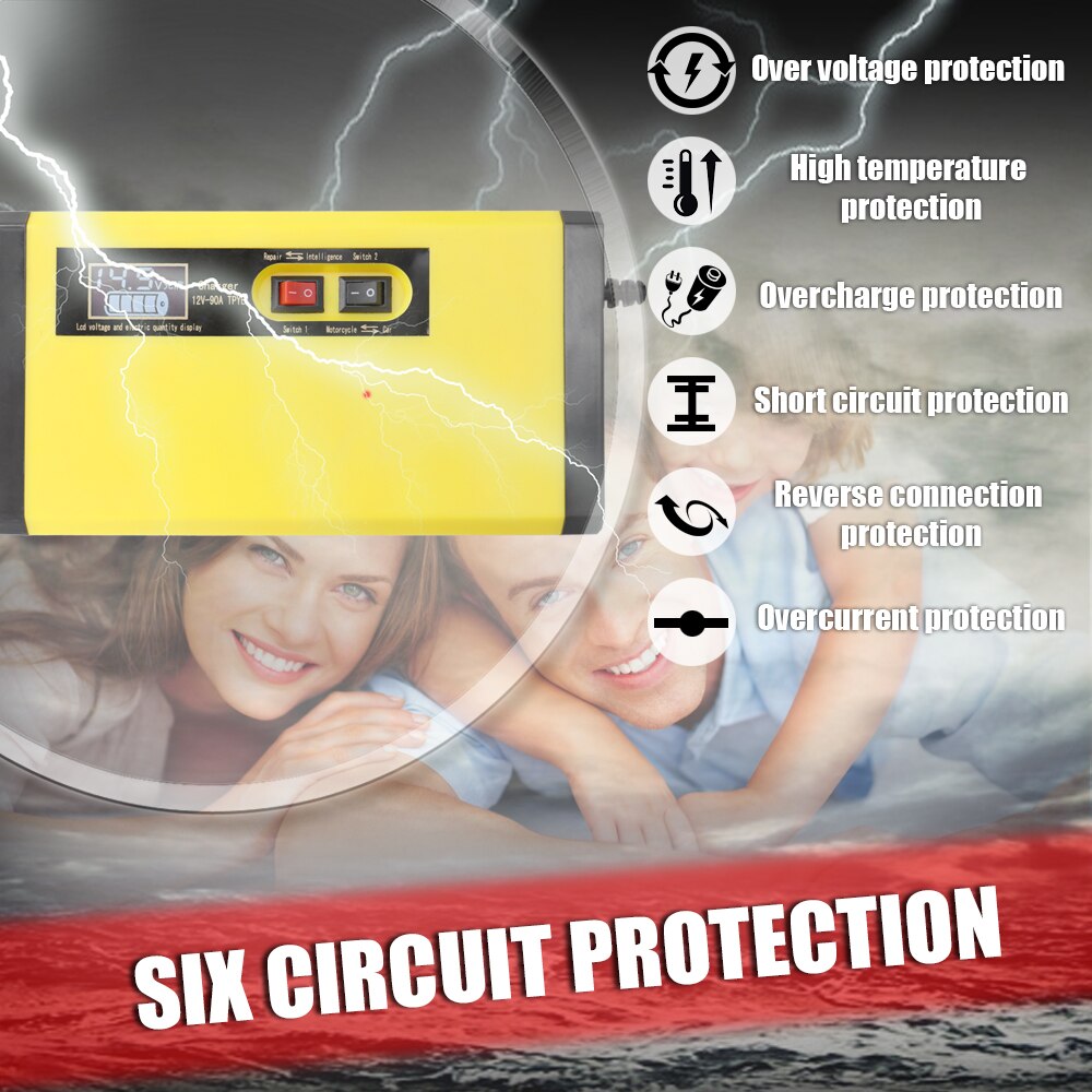 Chargeur de batterie de voiture automatique 12V 8a, Charge rapide intelligente, pour réparation d'impulsions, pour batteries au plomb, sèches et humides