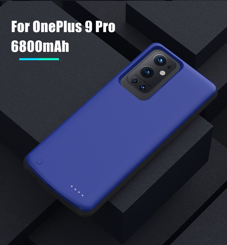 Battery Charger Cases For OnePlus 9 9 Pro Power Bank Case 6800mAh External Charging Battery Case For Oneplus 9R Powerbank Cover: 9 Pro Blue