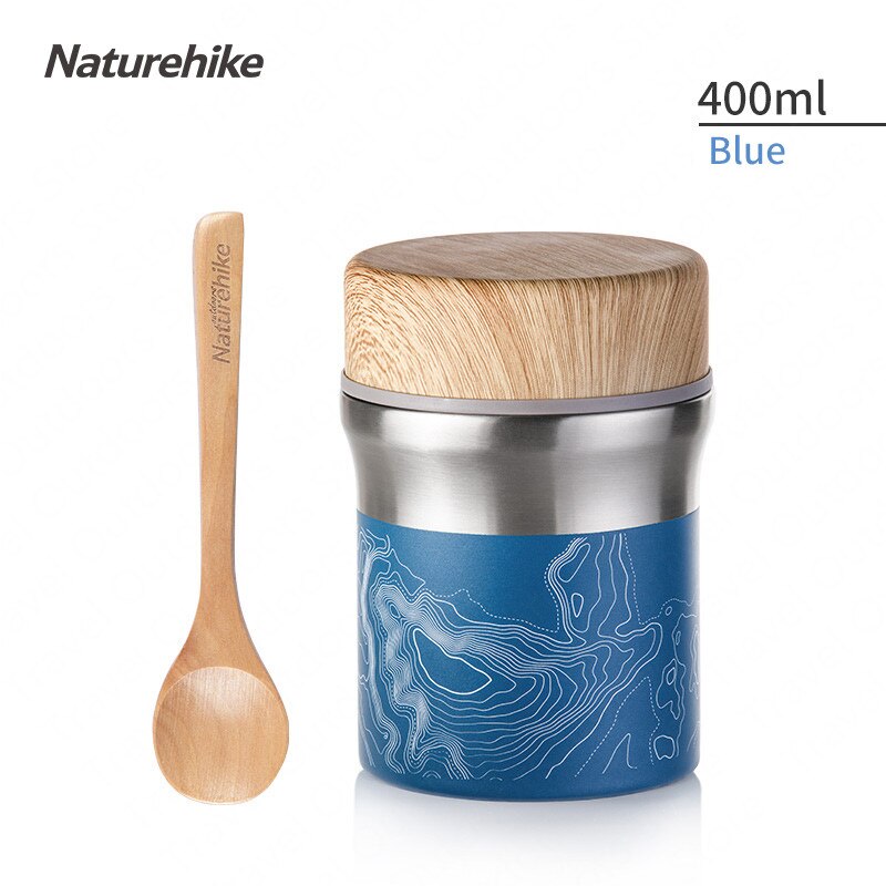 Naturehike Campeggio di Cottura Tazza auto Portatile Bollente Tazza di 600ml di Mantenere Il Calore/Freddo in Acciaio Inox Leakageproof Da Viaggio Pentolame E Utensili per Cucinare: blu-400ml