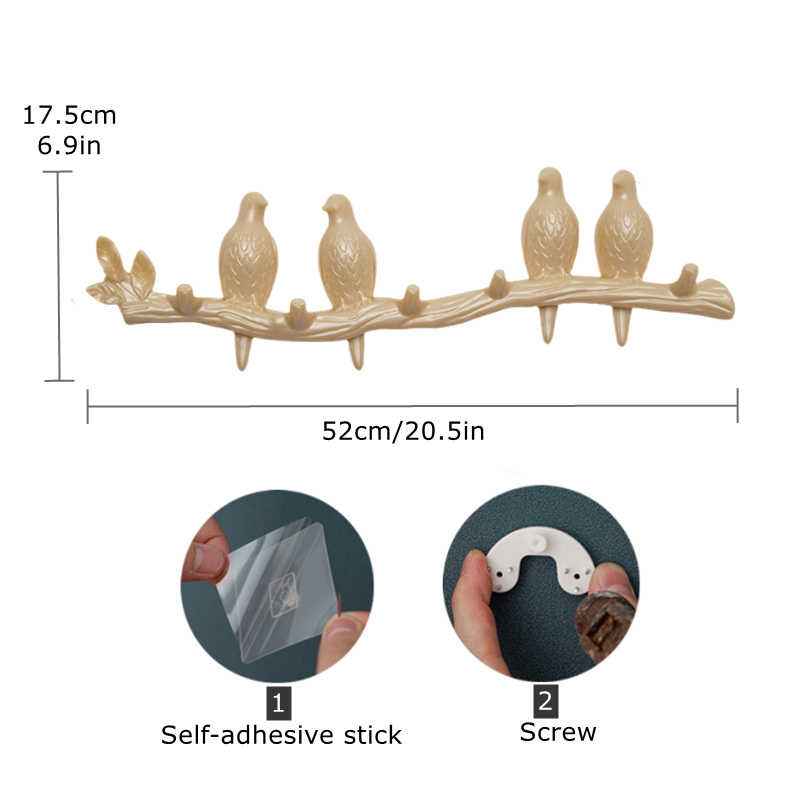 Birds On Tree Branch Decor Wall Mounted Coat Rack – Grandado