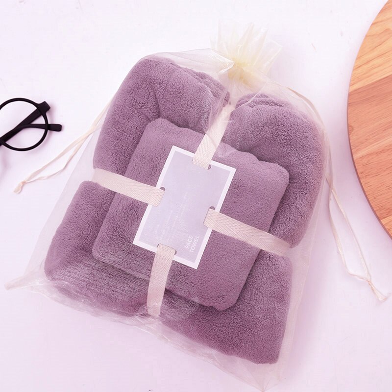 Soft Bath Towel Face Towl Set Water Absorbent Towels for Spa Kitchen Clean SAL99: bean paste purple