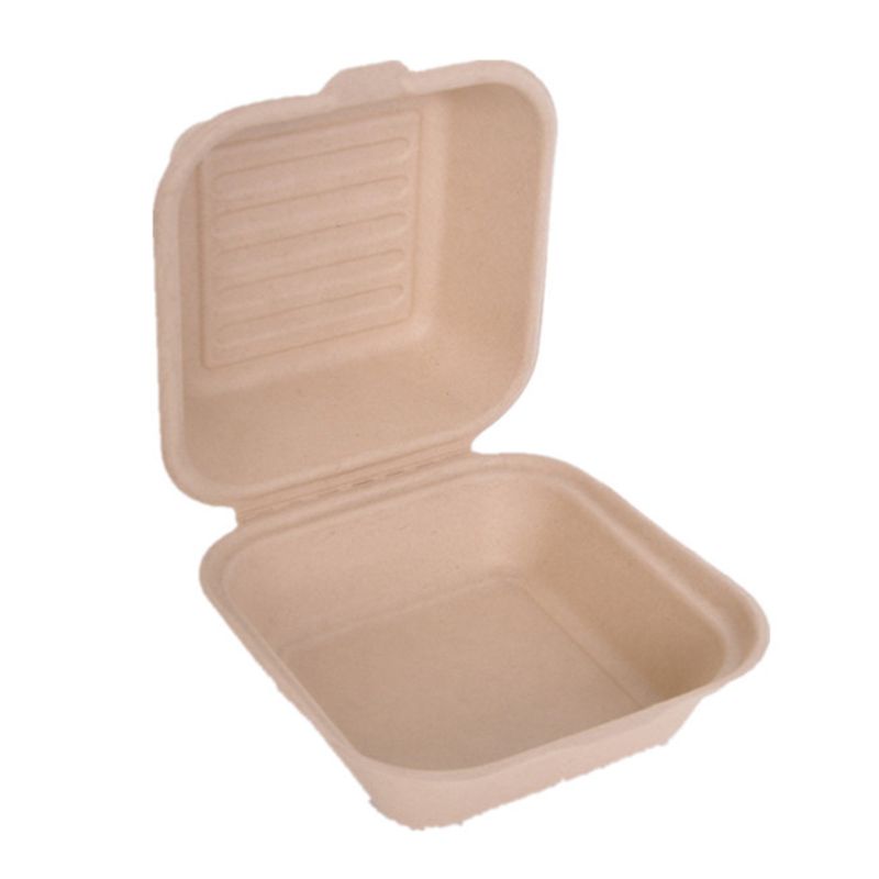 50Pcs Biologisch Afbreekbaar Wegwerp Afhalen Voedsel Containers Afbreekbaar Lunchbox Lekvrije Taart Hamburger Houder Box Voor Restaurants