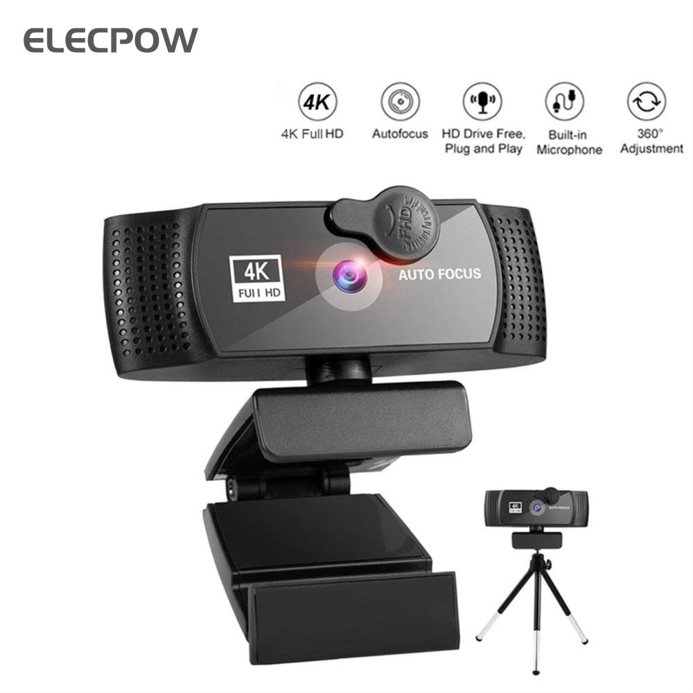 Elecpow 2K 4K HD Webcam conferenza PC Web Camera Autofocus USB Web Cam Laptop Desktop per ufficio riunione casa con microfono