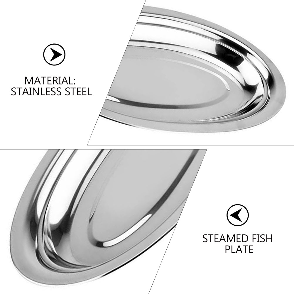 2pcs Fish Serving Dish Steamed Fish Plate Food Steamer Plate Restaurant Food Plate