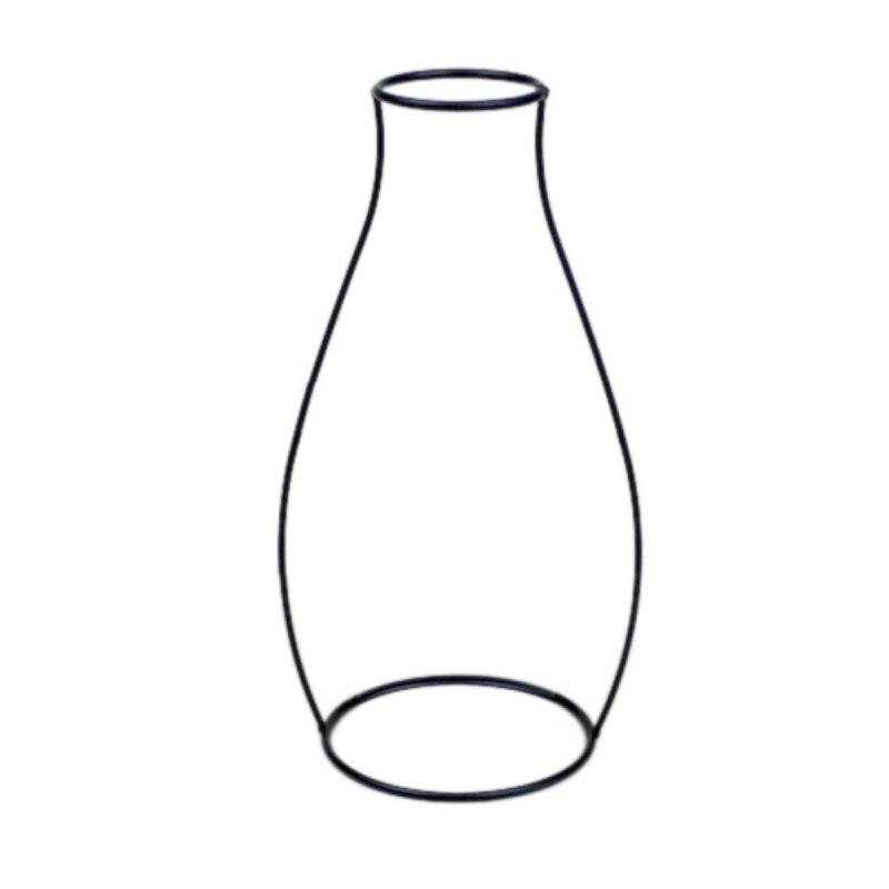 Smijern gjennomsiktig vase abstrakte svarte linjer minimalistisk abstrakt jernvase tørket blomstervasestativ ornamenter: E