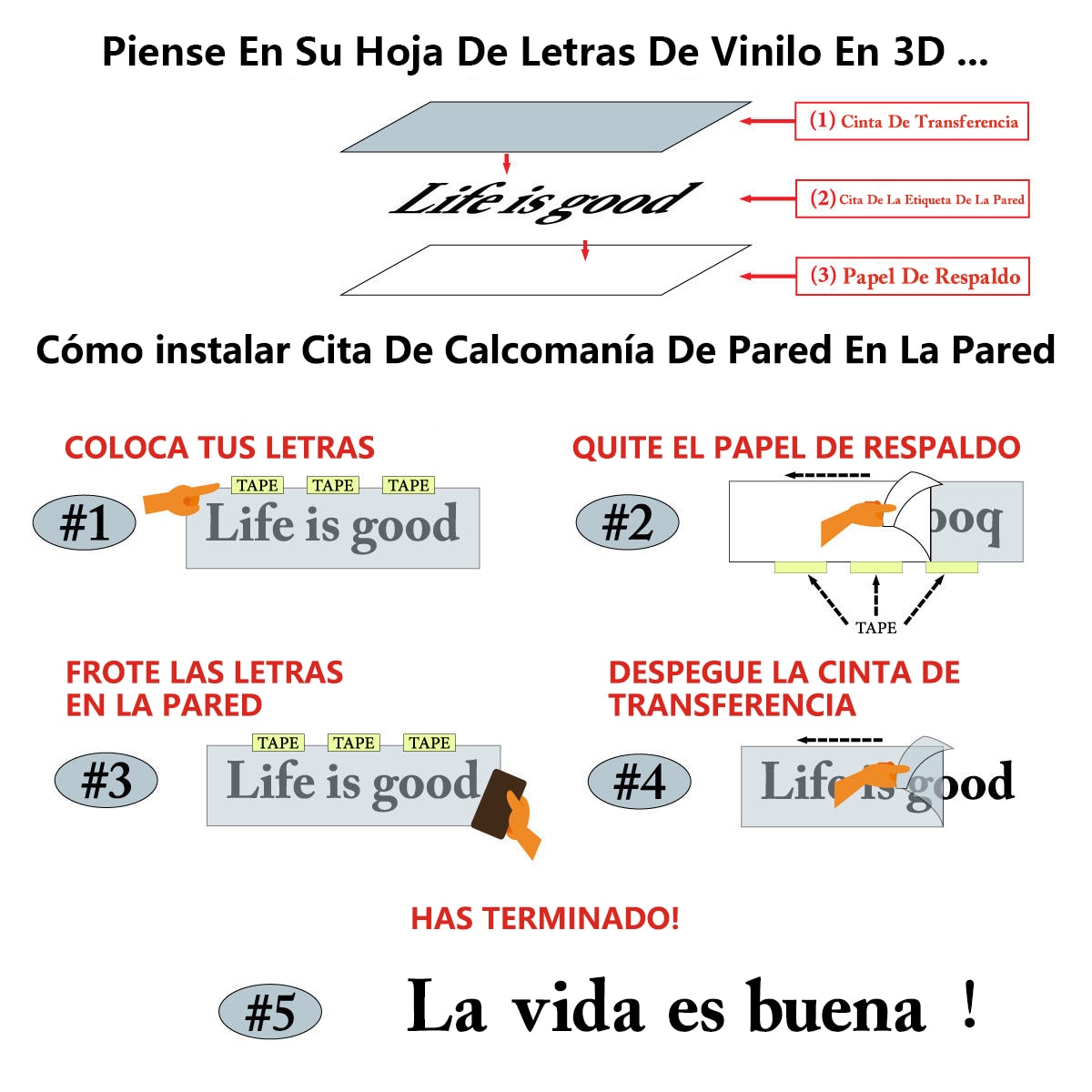 Spanish Motivational Quote Phrase Wall Saying Sticker Art Wall Decor Words Decals Living Room Removable Home Decor Poster