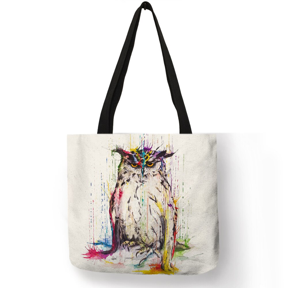 Aquarel Animal Art Linnen Tote Tas Met Print Herbruikbare Boodschappentassen Voor Boodschappen Casual Mode Handtassen Voor Vrouwen: 004