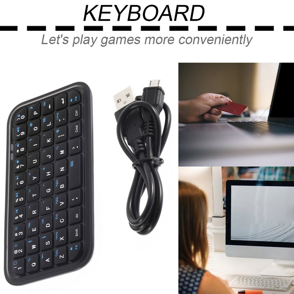 Zwart Strak En Slank Ingebouwde Oplaadbare Li-Ion Batterij Mini Wireless 3.0 Toetsenbord Voor Ipad Voor Iphone 4 4s 5 Voor Android Os Pc