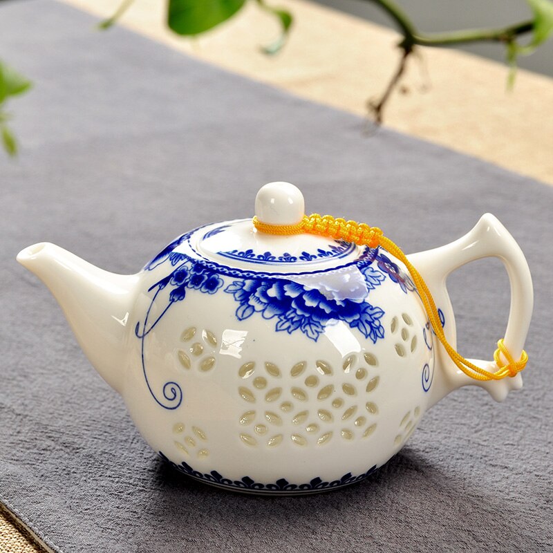 Tradycyjny chińnarty niebieski ryż biały wzór dzbanek robić herbaty 170ml starożytne chiny dzbanek ceramiczny Puer Kongfu zestaw herbaty samowar