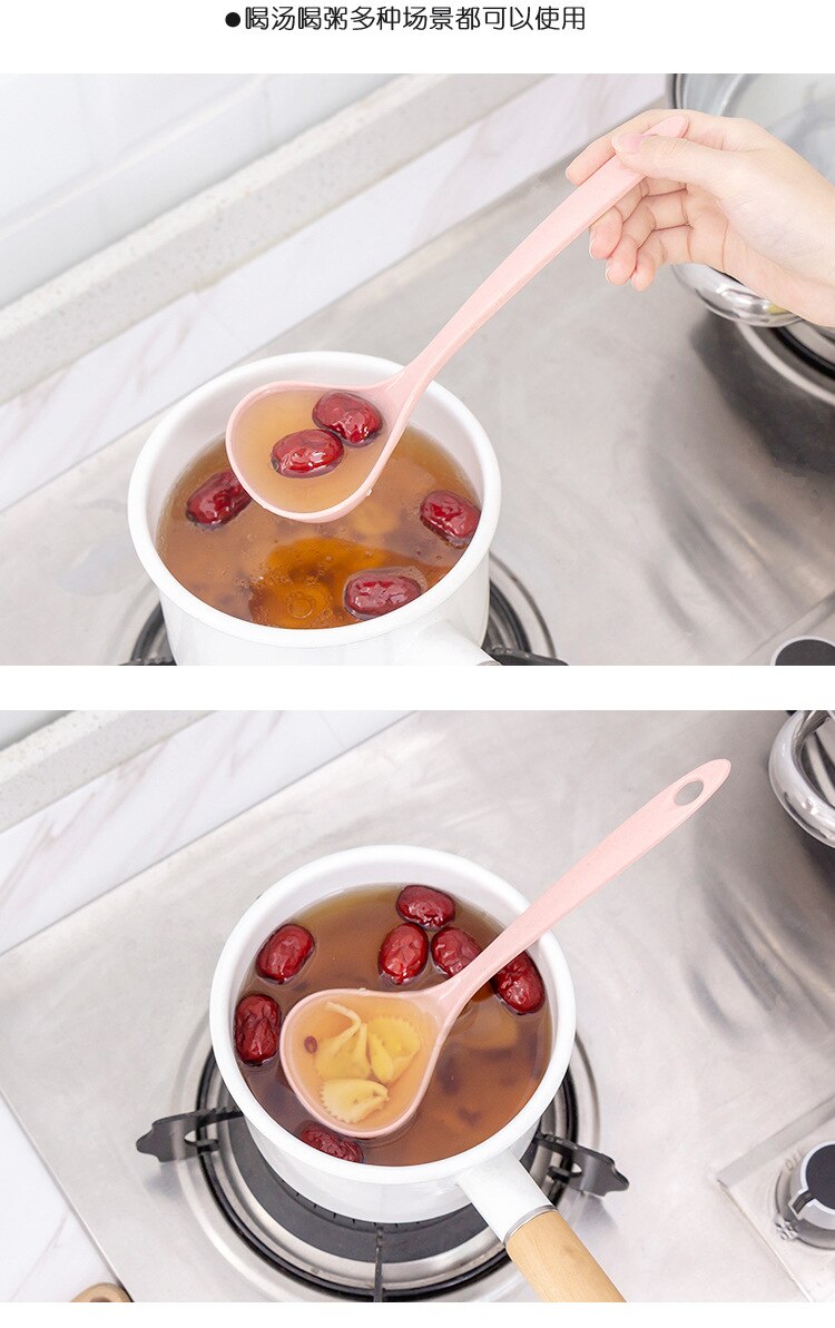 1Pcs Tableware Wheat Straw Rice Ladle 4 Colors Long Handle Soup Spoon Meal Dinner Scoops Kitchen Supplies Cooking Tool Ladle