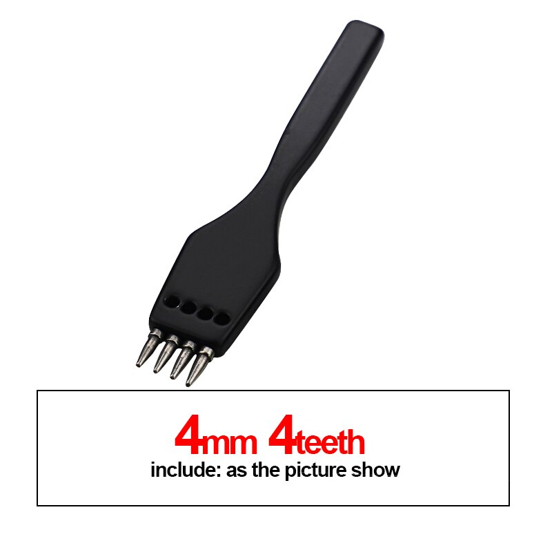 2/4/6 tenner lær hull hull hull stansing spiker svart rad hånd perforert rund søm kuttet lær stanseverktøy: 4mm 4t