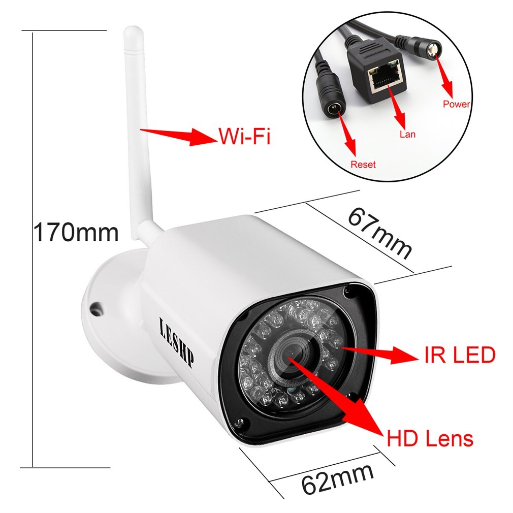 Leshp Duurzaam H.264 1.0 MP1280X720 Hd Wifi Security Mini Ip Ir Bullet Camera SN-IPC-4007FSW10 Netwerk Surveillance Camera