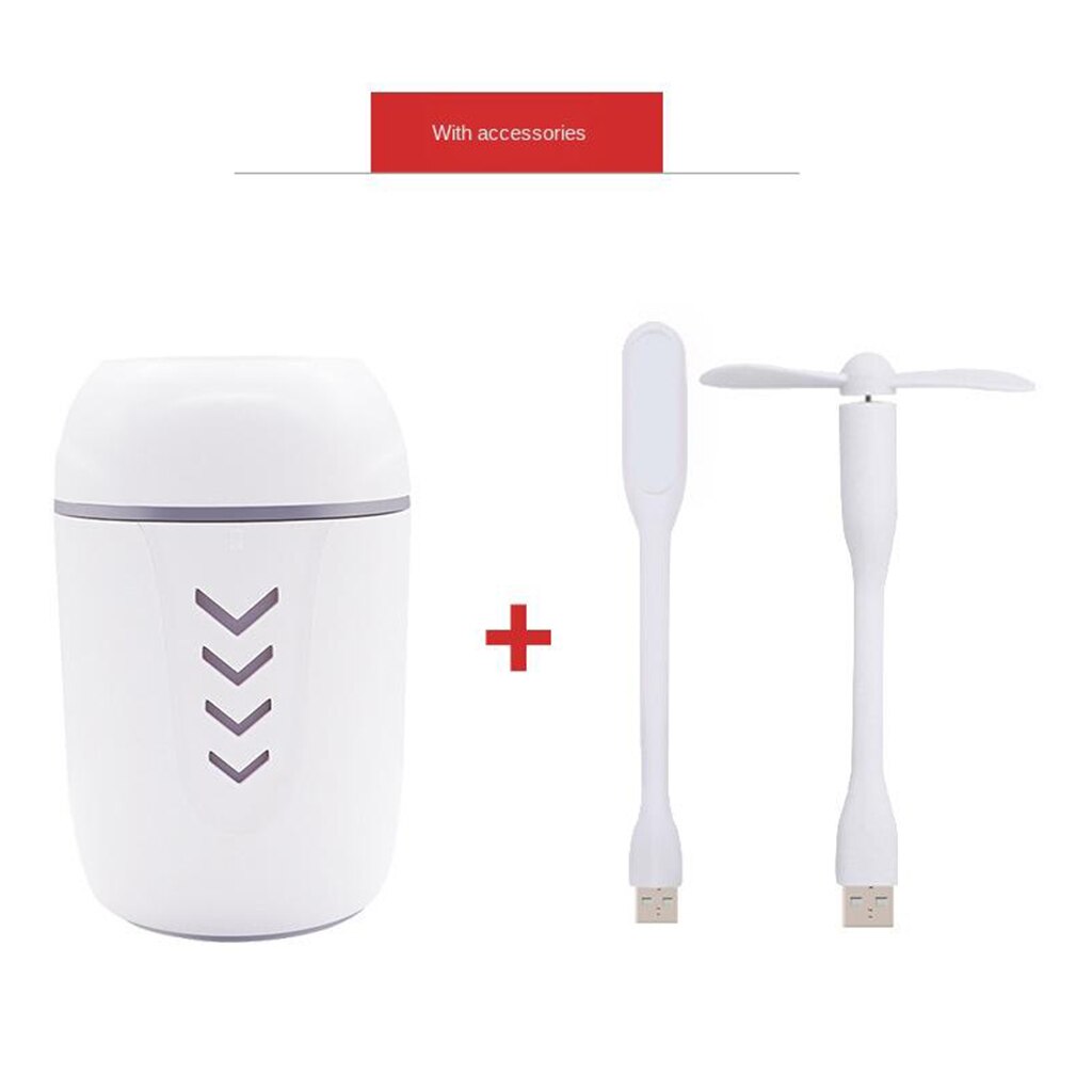 Portable Mini USB Humidifier, 200ml Low Noise Humidifier with Colors Night Light and Mini Fan, USB Cable