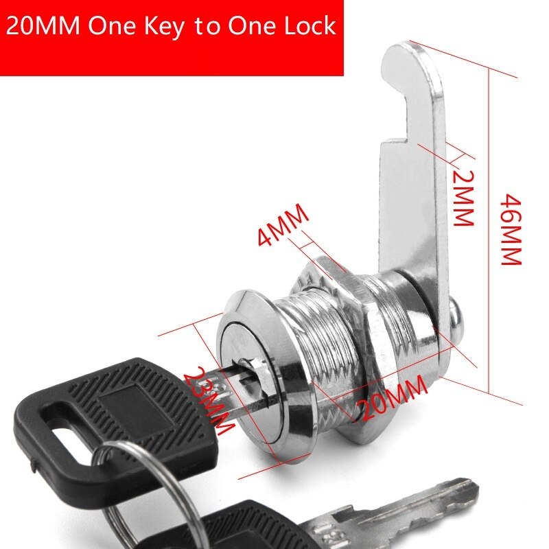 File/Goods/ Drawer Cabinet Locks With 2 Keys Lock Furniture Hardware Door Cabinet Lock For Office Desk Letter Box Cam Locks: 20mm Single Open