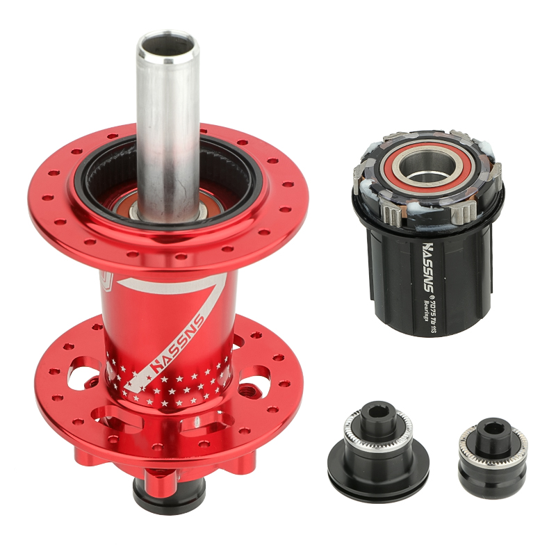 HASSNS PRO7 Eje pasante para bicicleta de montaña SHIMANO, 24/32 agujeros, radios j-bend, 12x142, HG/XD/MS, 4 piezas, rodamiento sellado