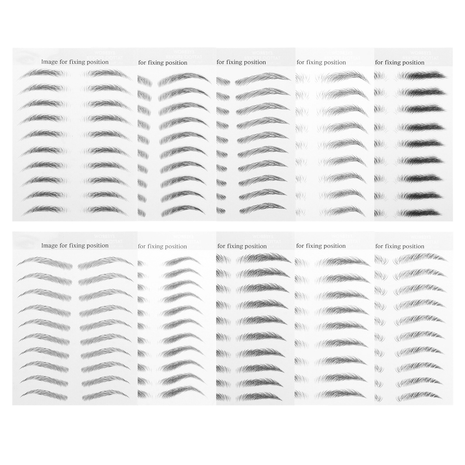 10 Sheets 3D Eyebrows Stickers False Eyebrows Tattoos Temporary Eyebrows Tattoos: Default Title