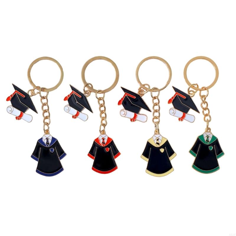 652F Academic Dress and Mortarboard Key Ring for Graduates and Educators Student Jewelry Graduation Ceremony Souvenir