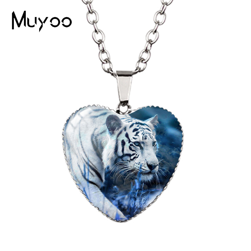 Landscape Animal Swans Butterflies Peacock Oil Painting Handcraft Heart Jewelry Pendant Necklace HZ3: Rhodium Plated