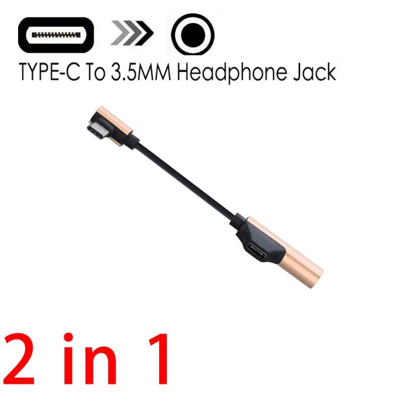 Adaptador 2 en 1 tipo-c, Conector de 3,5mm, auricular a USB-C, carga, escucha, llamada para teléfono móvil Huawei Xiaomi, Aux, doble conector divisor: 01