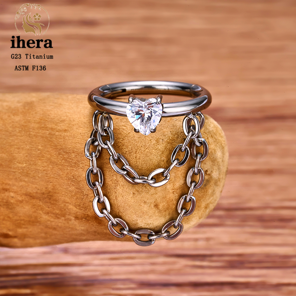 Pendientes de cadena para Piercing de titanio G23, aros de 16G, segmento con bisagras, cartílago del trago de la oreja, hélice, Concha, Daith Pierc, anillo, joyería para el cuerpo