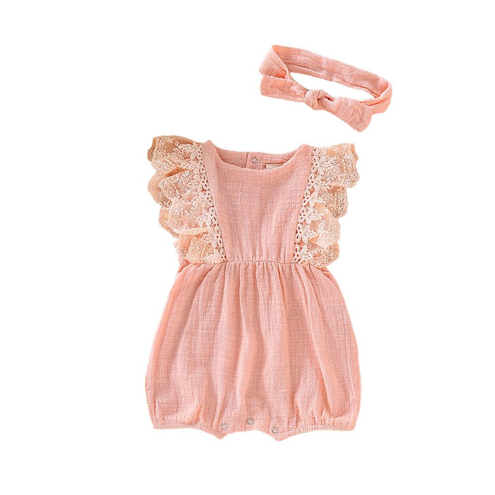 Autumn Winter Toddler Newborn Kids long sleeve lace Romper Infant Baby Girls Romper Jumpsuit Clothing Outfits Hair Band Outfit: PK / 18M