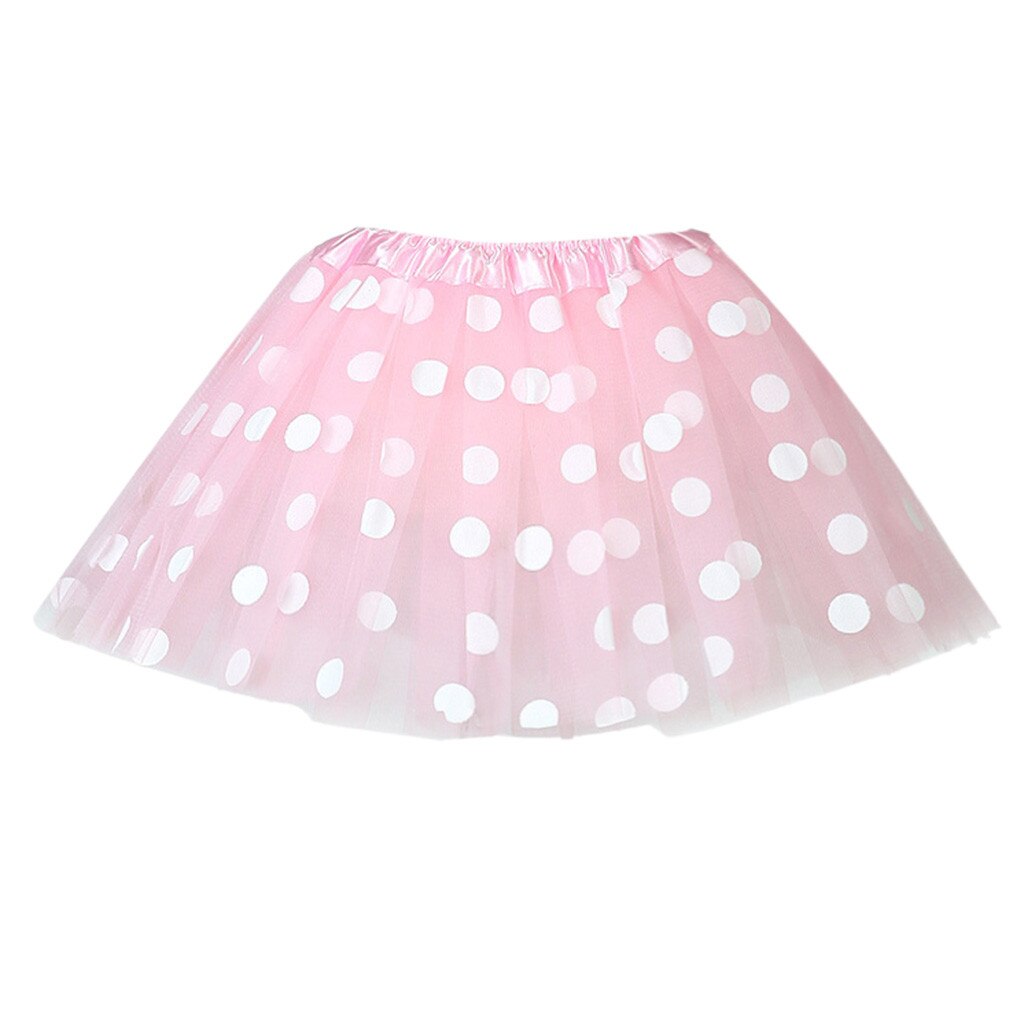 2 to 8 år tutu nederdel børn piger nederdele polka dot tyl ballet mesh prinsesse nederdele sommer pige dans tøj: Lyserød