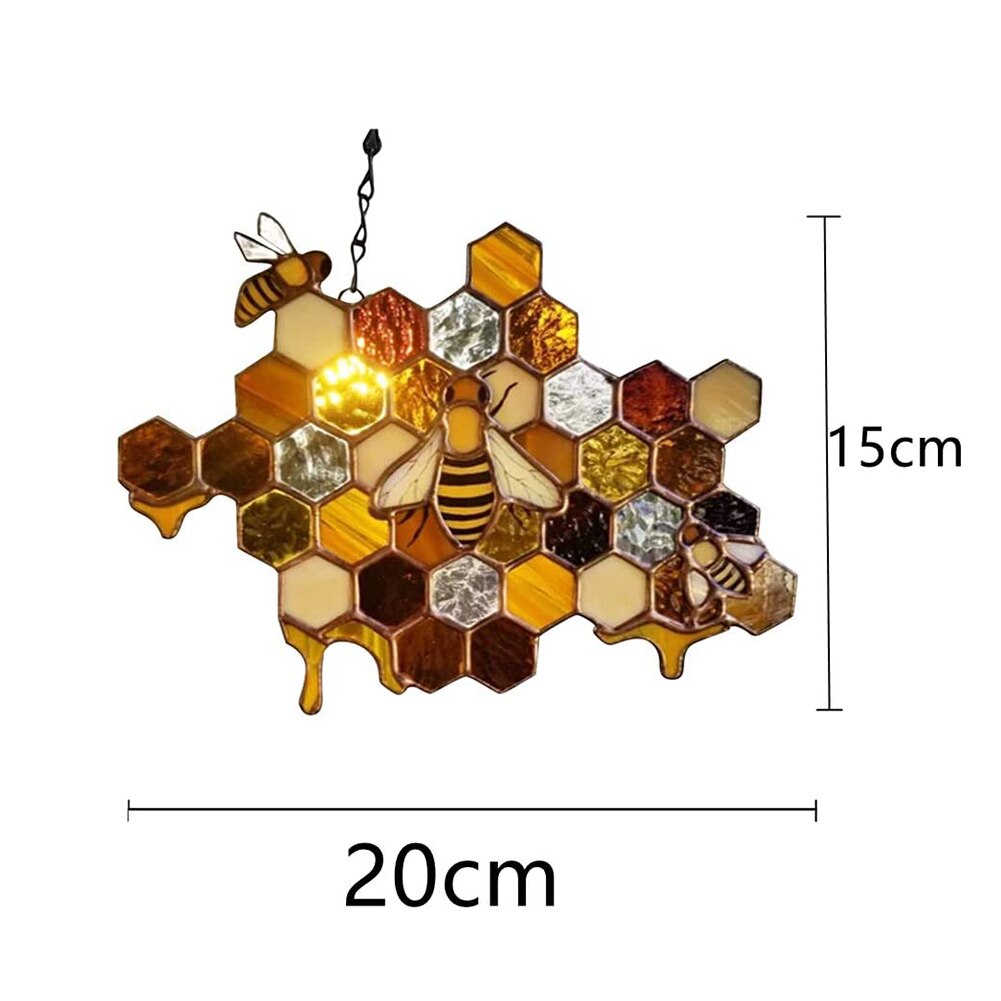 Wasp Bee Pendant Handmade Mosaic Honeycomb Honey Bee Hanging Art Crafts Garden Window Decorations Mothers Day