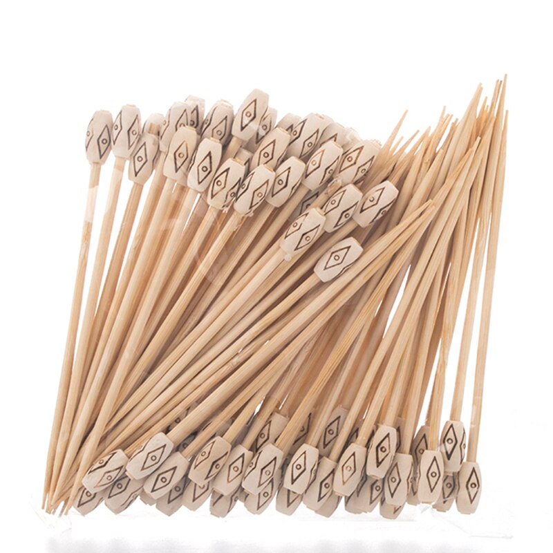 100PCS Cocktail Sticks Cute Toothpicks Fruit Food Picks For Kids Salad Dessert Sandwich Buffet Decorative Stick Kitchen Tools: Wood Grain 2