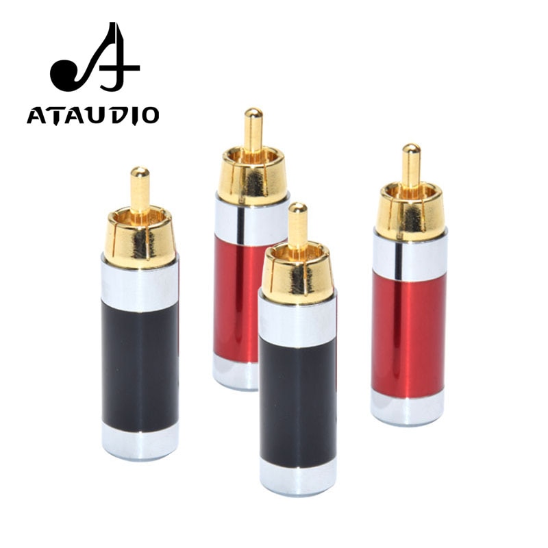 ATAUDIO-conector RCA Hifi chapado en oro, , para Cable de Audio Diy, 4 Uds.