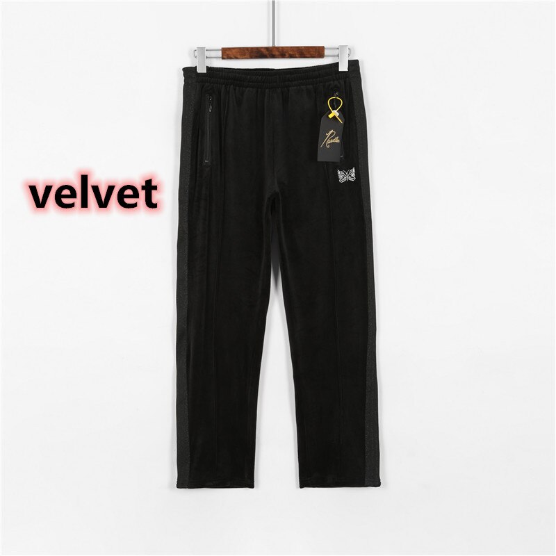AWGE Needles Pants Men Women Streetwear Striped Needles Sweatpants Butterfly Embroidery Joggers AWGE Trousers Inside Tag: XL / 1