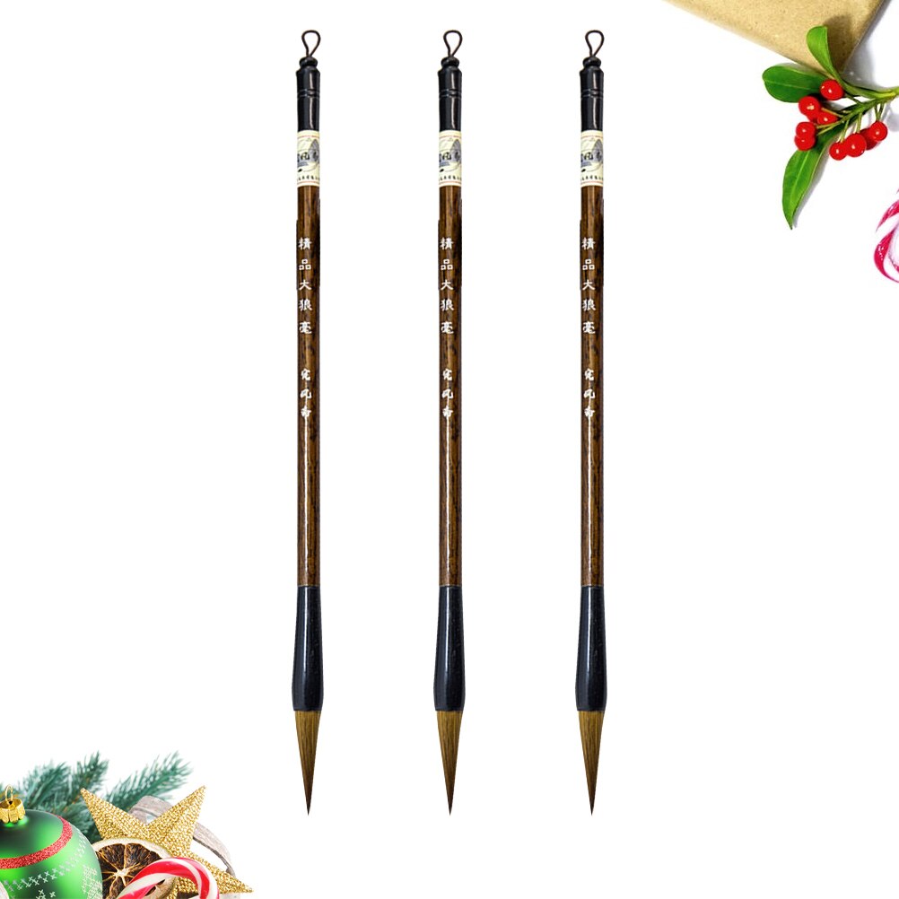 3Pcs Wezel Haar Borstel Chinese Kalligrafie Schrijven Borstel Pen Olieverf Penseel Kunst Levert Voor Studenten