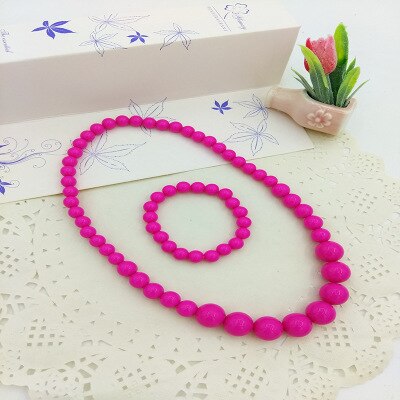 Kleur Strand Resin Kralen Kralen Student Kinderen Ketting Set Lange Ketting Boho: 3