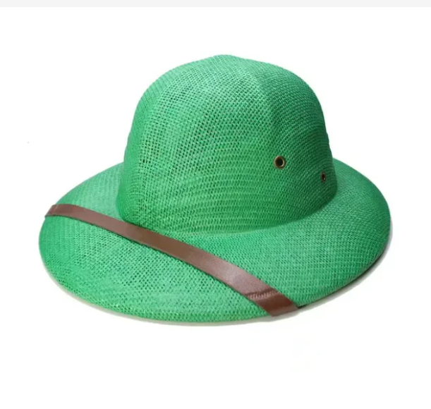 100% Stro Helm Tropenzonnehoed Zomer Mannen Vietnam Oorlog Leger Hoed Vader Schipper Emmer Hoeden Safari Jungle Mijnwerkers Pet: GRIJS
