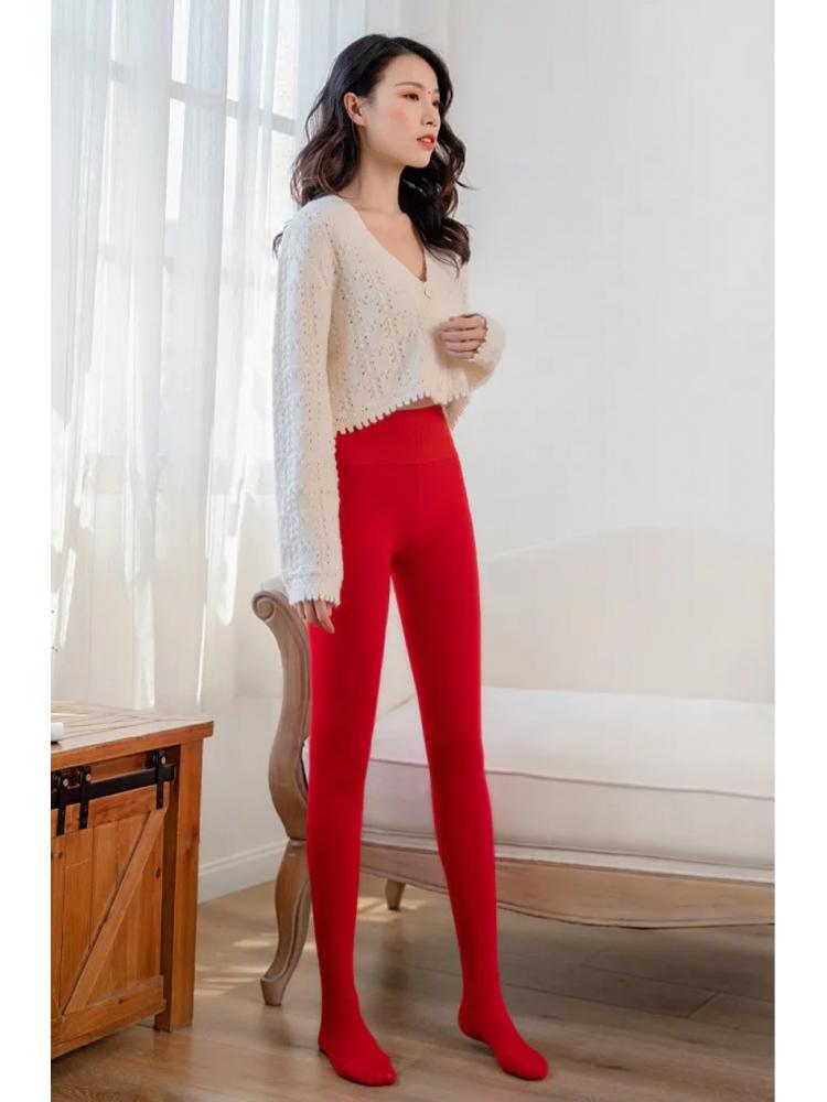 Damen Winter dicke rot samtstrumpfhose hochzeit große Gamaschen füße sohlen warm und dünn herbst festlich