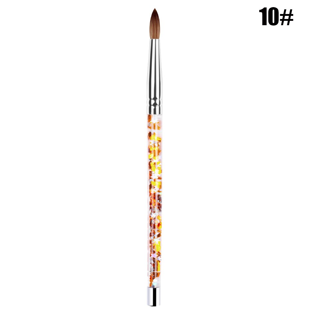 1pc akryl neglebørste nr. .8/10/12/14 uv gel pen børste med glitter håndtag til manicure pedicure anvendelse digital maleri: Størrelse 10