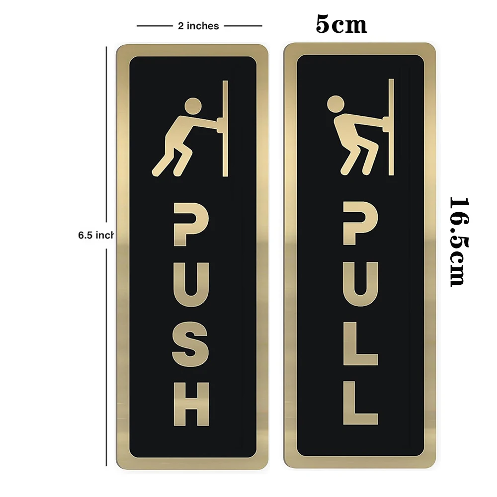Señal de puerta de empuje y tracción, pegatinas de pared de espejo 3D, letras, calcomanía de símbolo de empuje y tracción para tienda, Hotel, restaurante, cafetería, banco, centro comercial, decoración: Rosa