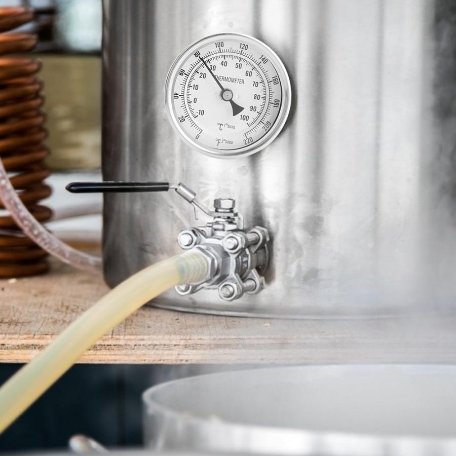 Weldless Bi-metal Thermometer Kit, 3"Face & 2"Probe, 1/2"MNPT, 0~220F degree, Beer Brewing Thermometer, Homebrew Kettle