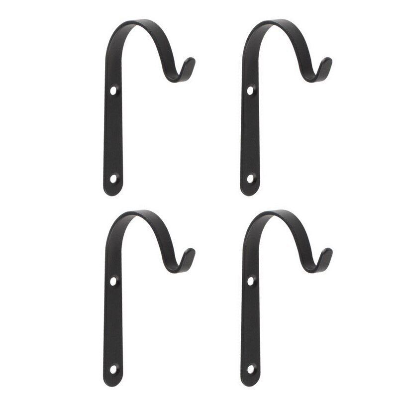 Durable Black Iron Wall Light Hook Bracket Wind Chimes Garden Hanging Basket Lantern Hanger Planter Decoration: 4pcs black