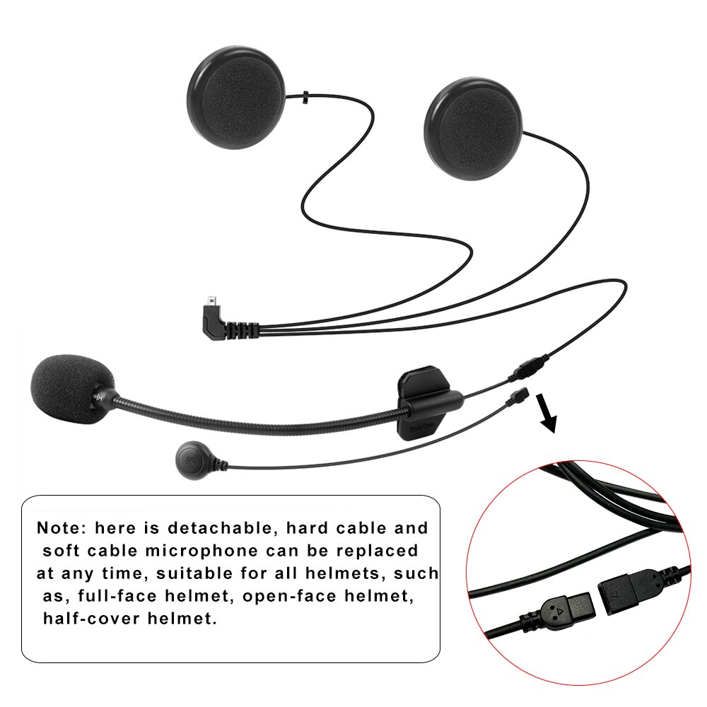 FreedConn FDC-VB Motorcycle Bluetooth Helmet Headset 500M Wireless Intercom Helmet Headphone with FM Radio