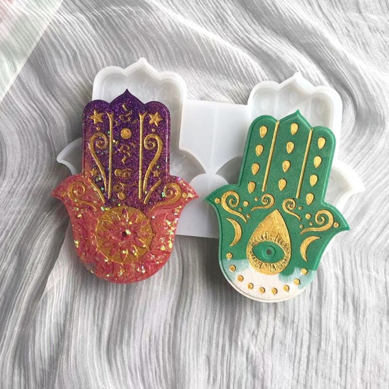 Handflächen-amulett-kristall-epoxidharzform, hamsa-hand-silikonform, diy-bastelarbeiten, tablett- und schalendekorationen, gießwerkzeuge