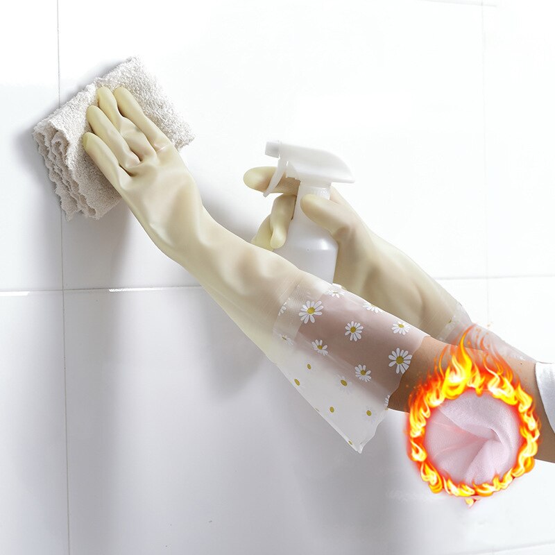 Haushalts Handschuhe Gummi Wasserdicht Geschirr Handschuhe Dicke Warme Arbeit Handschuhe Dauerhaft Öl-nachweisen Schlecht Küche Reinigung Werkzeuge: Y weit-Nacken wolle