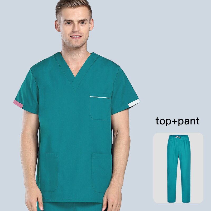 Männer Peelings Eingestellt Sommer Kurzarm V-ausschnitt Spa Uniform Hundesalon Agentur Schönheit Salon Arbeiter Kleidung Pflege Matt Tops Hosen
