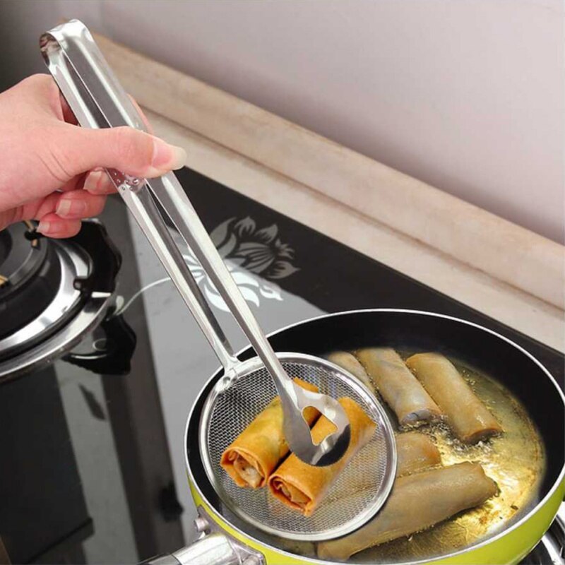 Edelstahl sieb öl angeln gebraten lebensmittel angeln öl löffel angeln Tofu pulver sieb Filter lebensmittel öl Clip